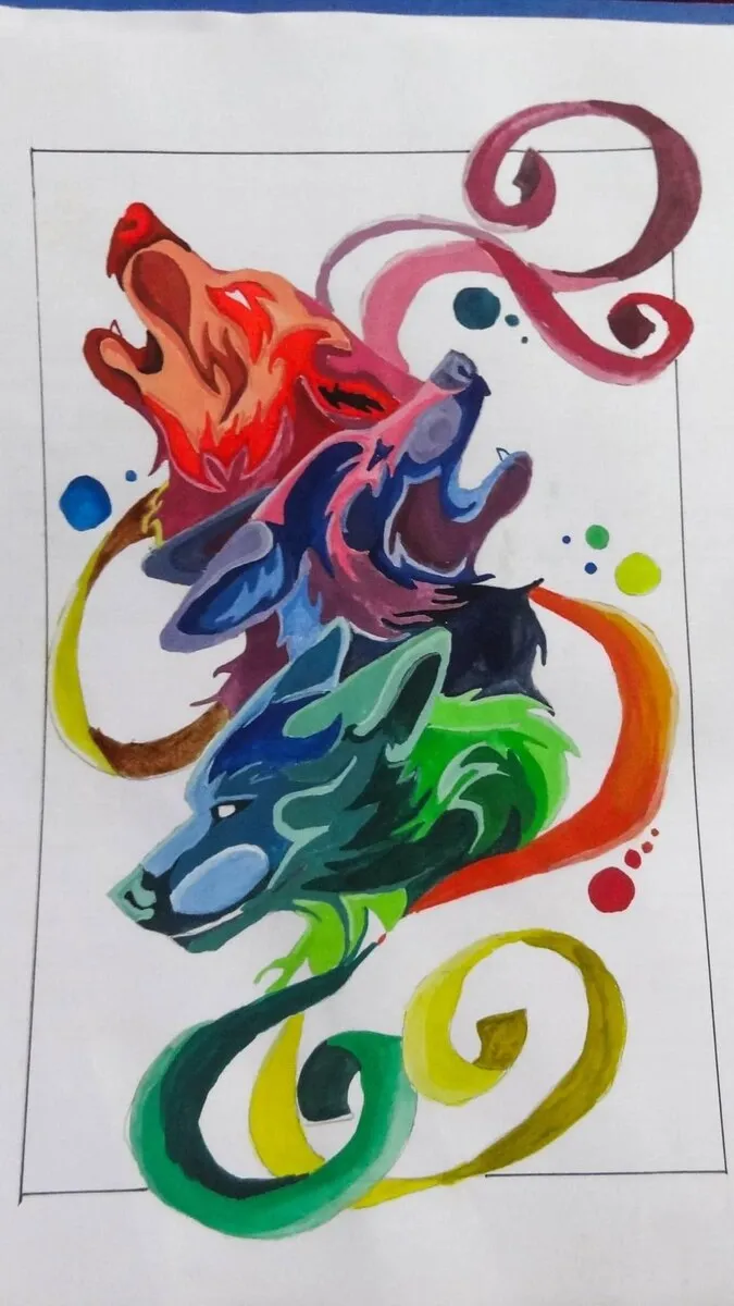 A colour study on paper, bands of mixed pigment tested against one another.