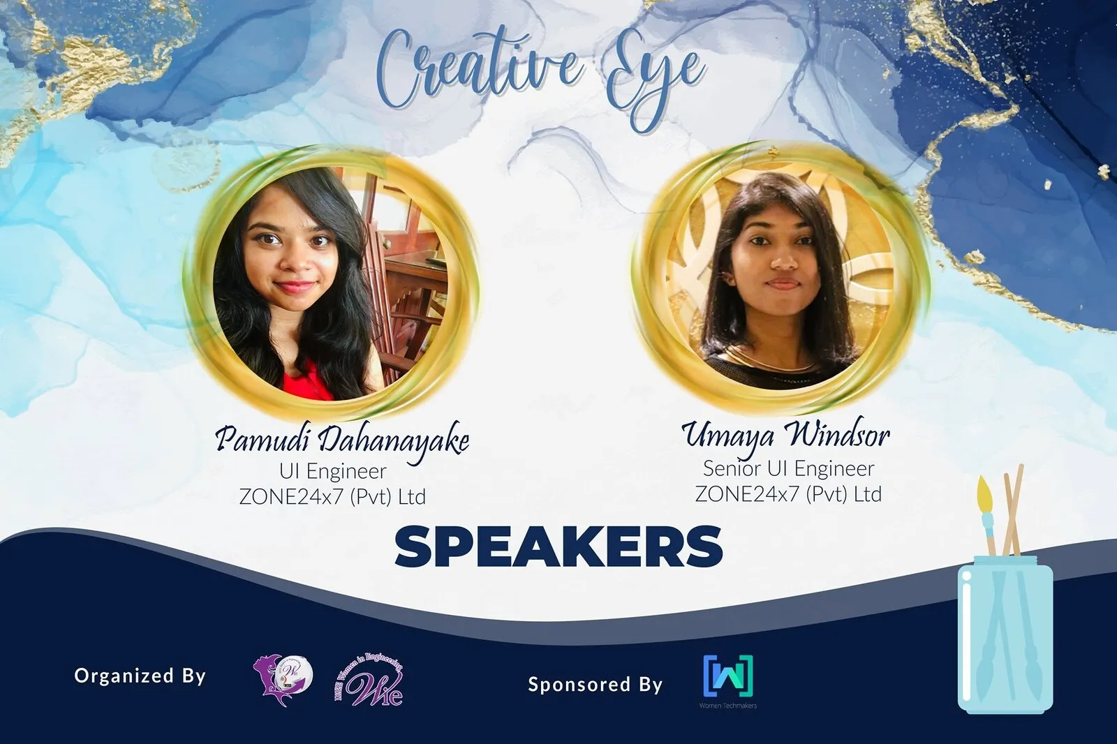 Creative Eye speaker card listing her as a speaker alongside a colleague.